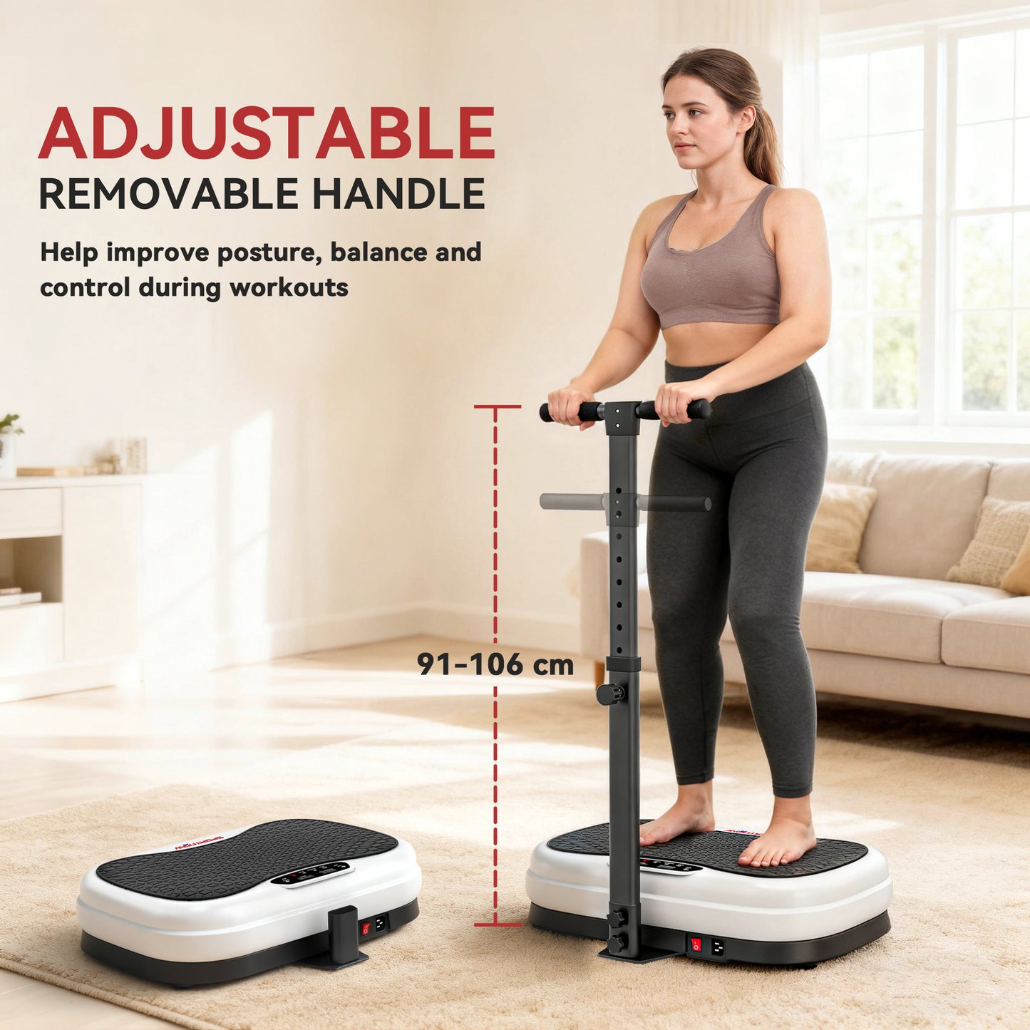 Vibration Plate with Adjustable Handle, Auto or Manual Speeds