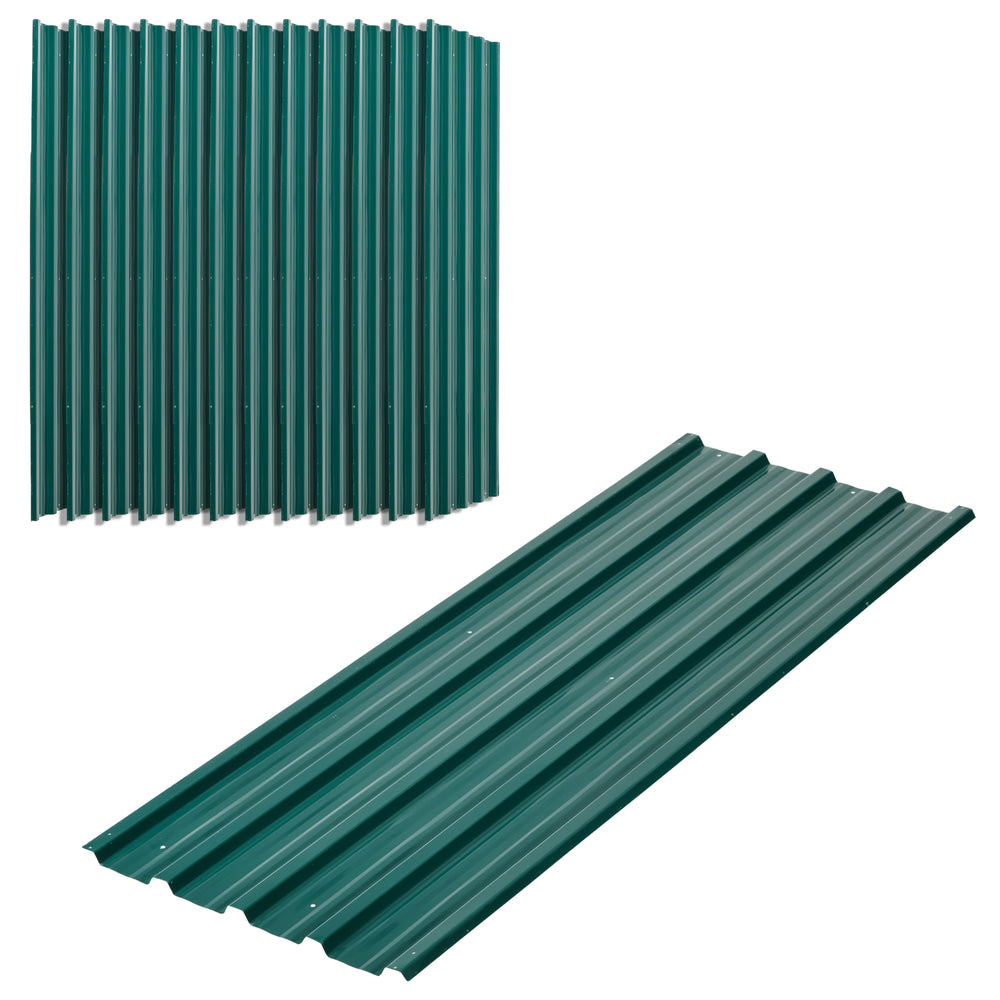 Pack of 12 Metal Roofing Sheets for Greenhouse and Shed, Green