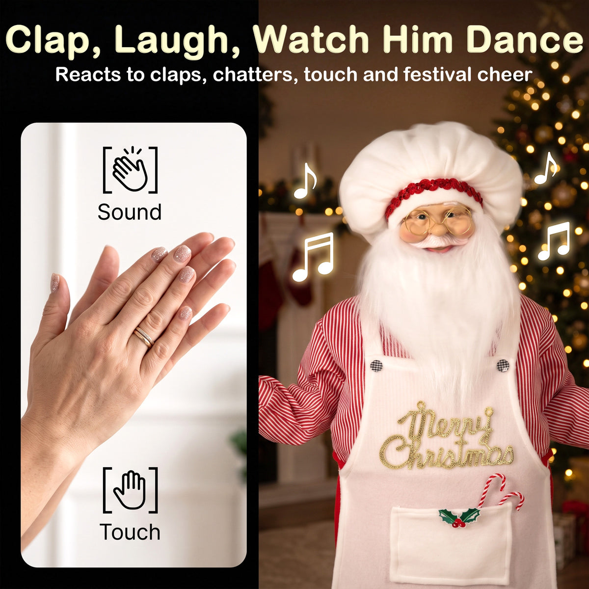 4ft Christmas Singing Cooking Santa Claus with Head Moving