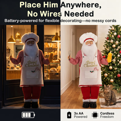 4ft Christmas Singing Cooking Santa Claus with Head Moving