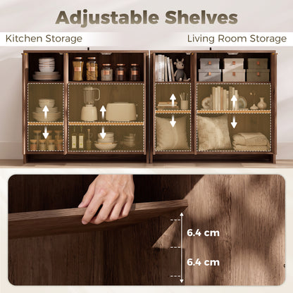 Sideboard with 3 Doors and Adjustable Shelves Kitchen Cupboard Brown
