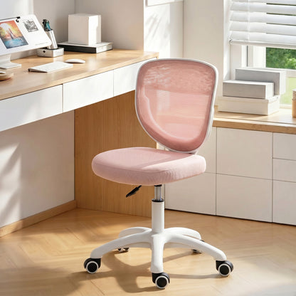 Armless Office Chair with Mesh Back, Pink