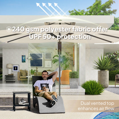 3.7 x 2.7 m Cantilever Parasol w/ 360° Rotation, Grey Wood Effect