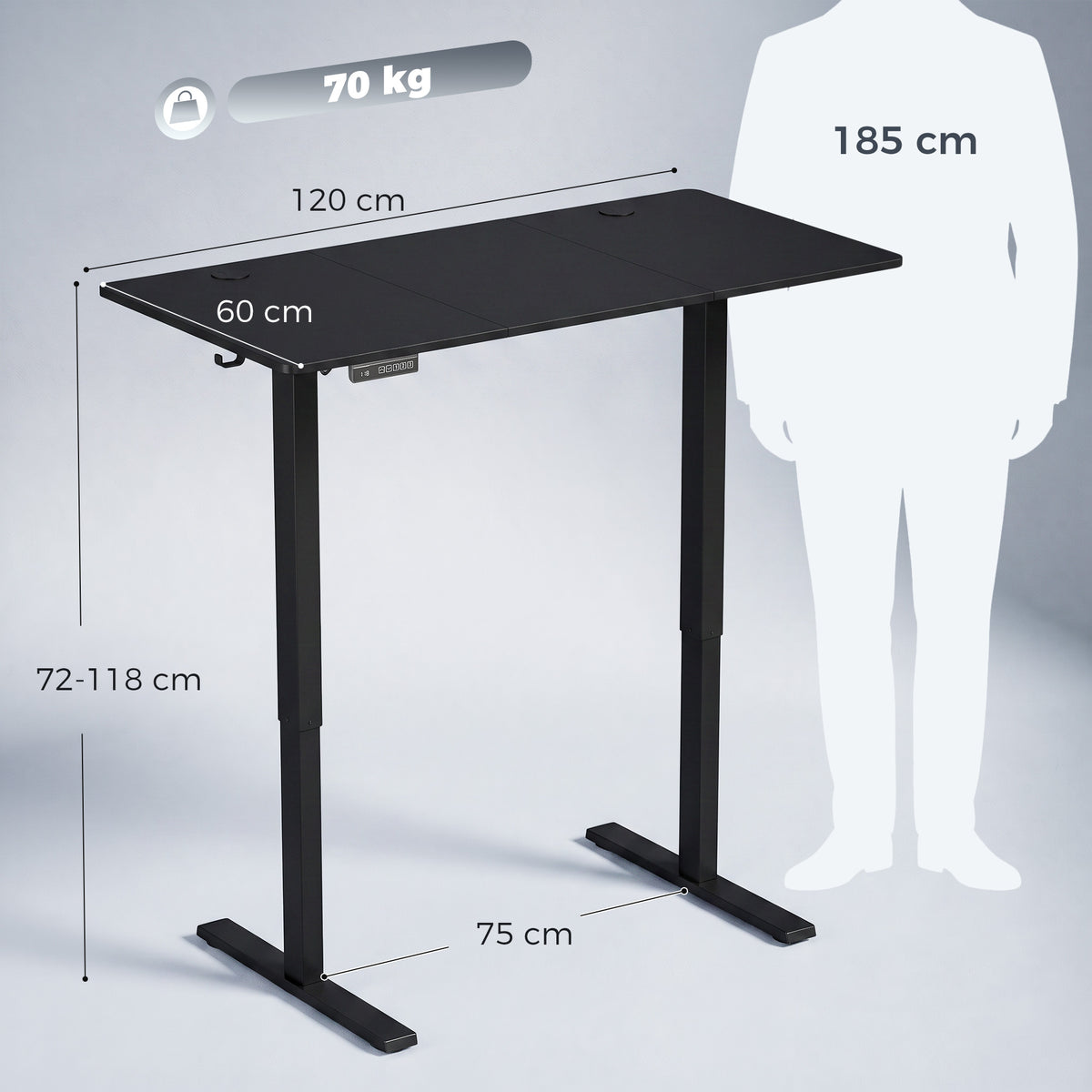 Standing Desk Memory Control Adjustable Black