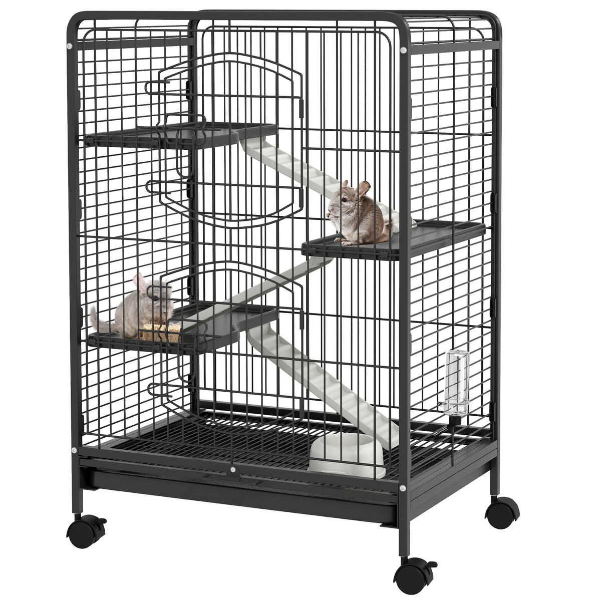 4-Level Small Animal Cage with Ramps (Not for Rats, Hamsters or Guinea Pigs) - Black