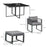 8 Seater Garden Dining Cube Set Aluminium Outdoor Furniture Set Dining Table, 4 Chairs and 4 Footstools with Cushion, Grey