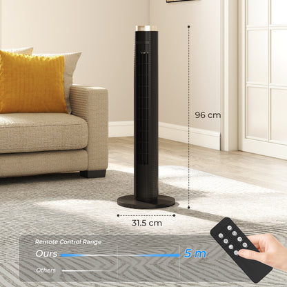 Tower Fan, Standing Floor Fan with Remote Control Black