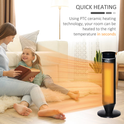 2000W Oscillating Electric Heater with Remote Control and 8-Hour Timer - Black