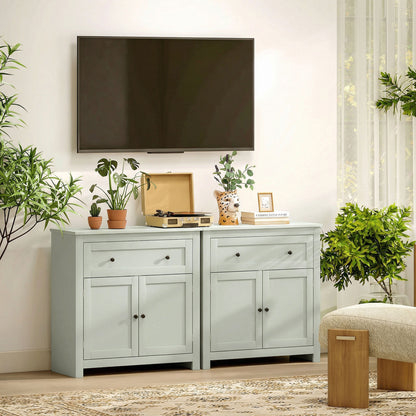 Sideboard, Kitchen Storage Cabinet w/ Adjustable Shelf, Drawer, Green