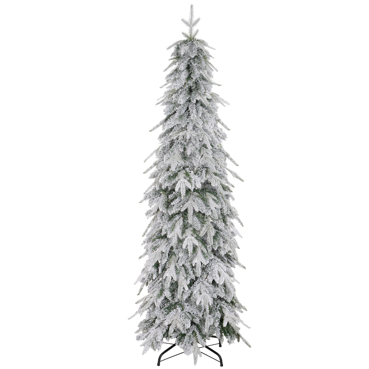 6ft Flocked Pencil Christmas Tree with Auto Open, Steel Base
