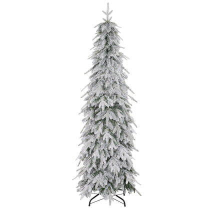 6ft Flocked Pencil Christmas Tree with Auto Open, Steel Base
