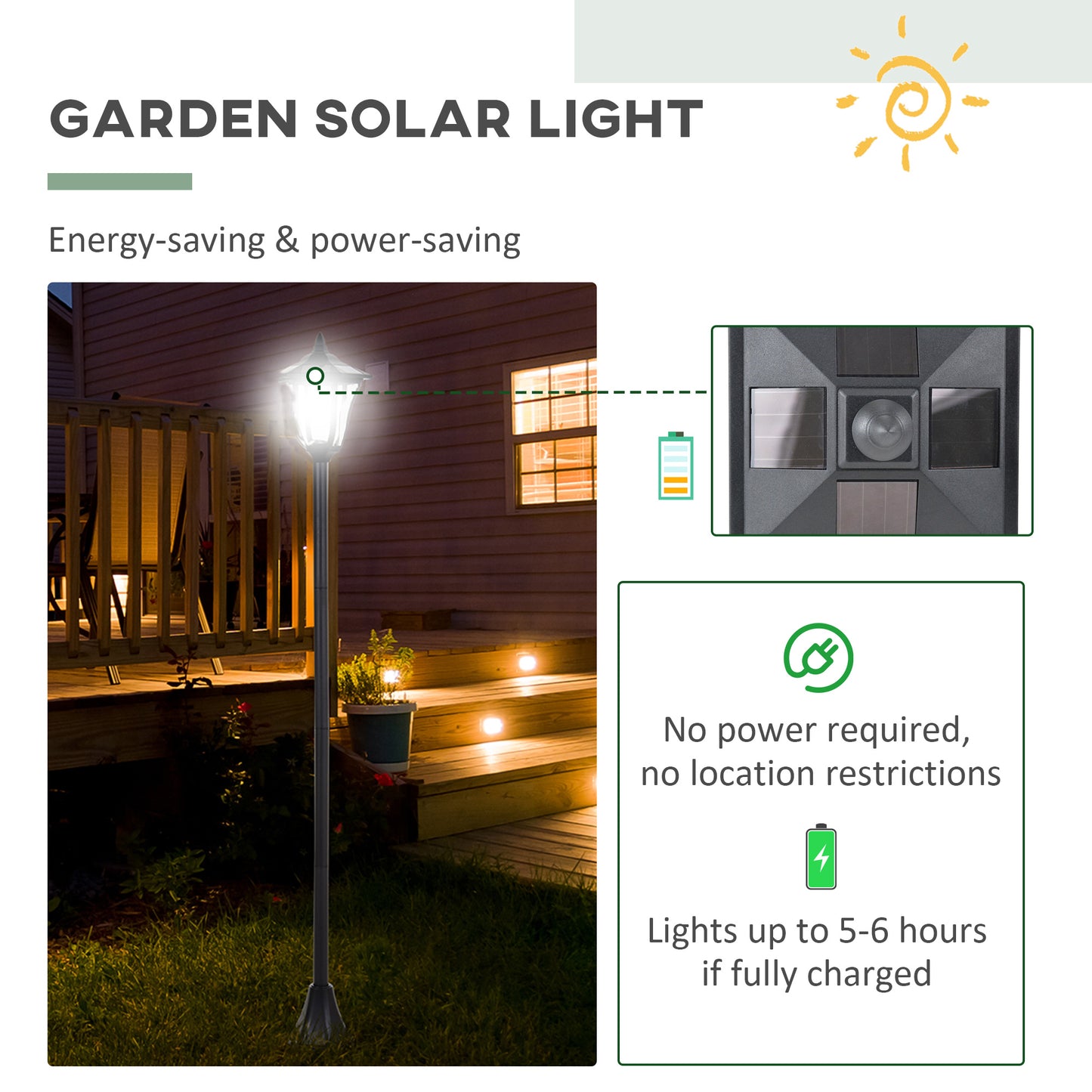 Outdoor Garden Solar Light with Base Freestanding Energy-saving Optical