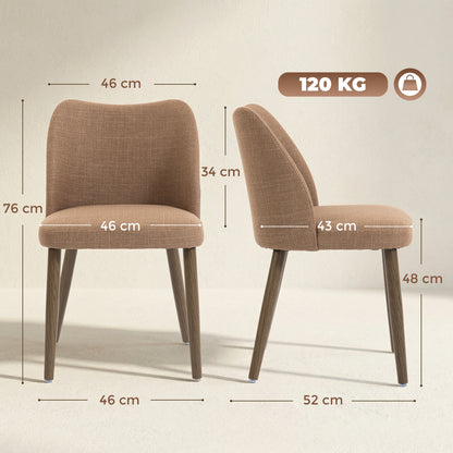 Dining Chairs Set of 2, Kitchen Chairs with Padded Seat, Curved Back
