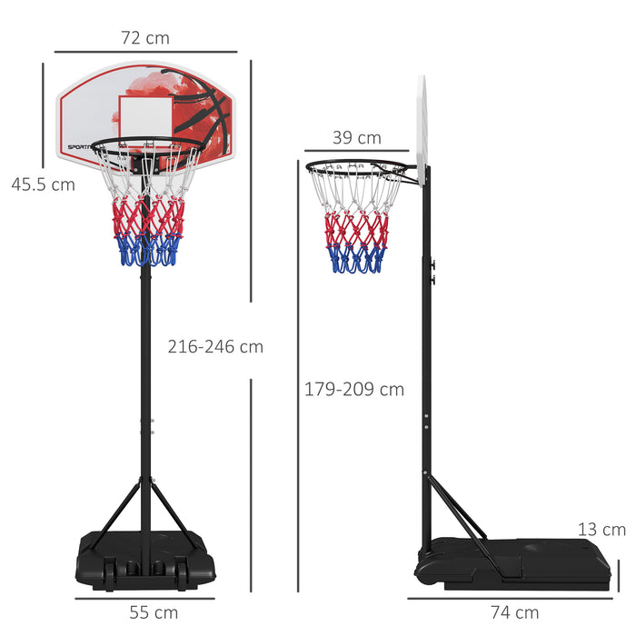 Adjustable Basketball Stand Net Set System with Wheels, 179-209cm