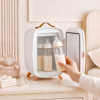 Skincare Refrigerator with LED Mirror, Cooling Function, White
