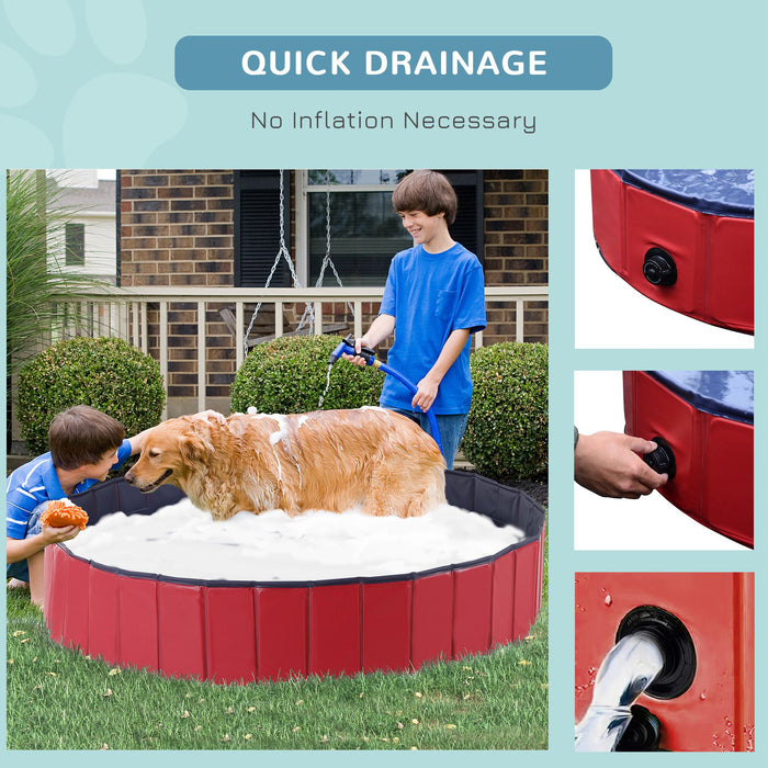 160 x 30H cm Pet Swimming Pool - Red/Blue PVC