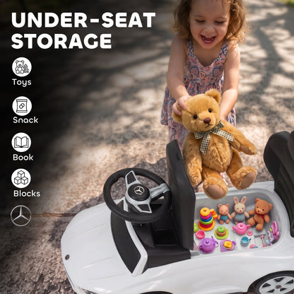 3 in 1 Licensed Mercedes-Benz Ride on Push Car with Canopy, White