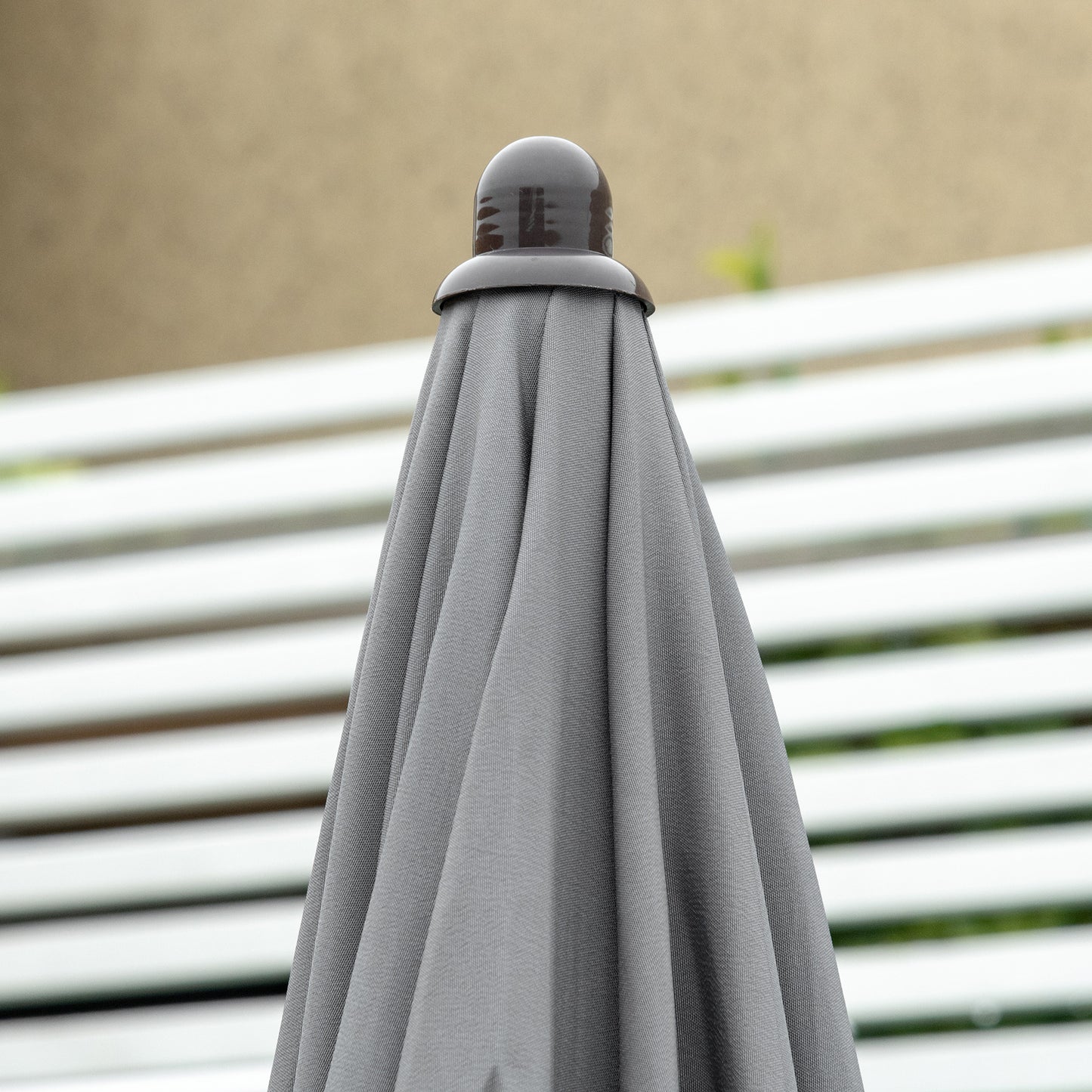 6 Piece Patio Dining Set with Garden Umbrella 4 Folding Chairs, Grey