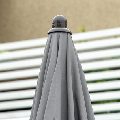 6 Piece Patio Dining Set with Garden Umbrella 4 Folding Chairs, Grey