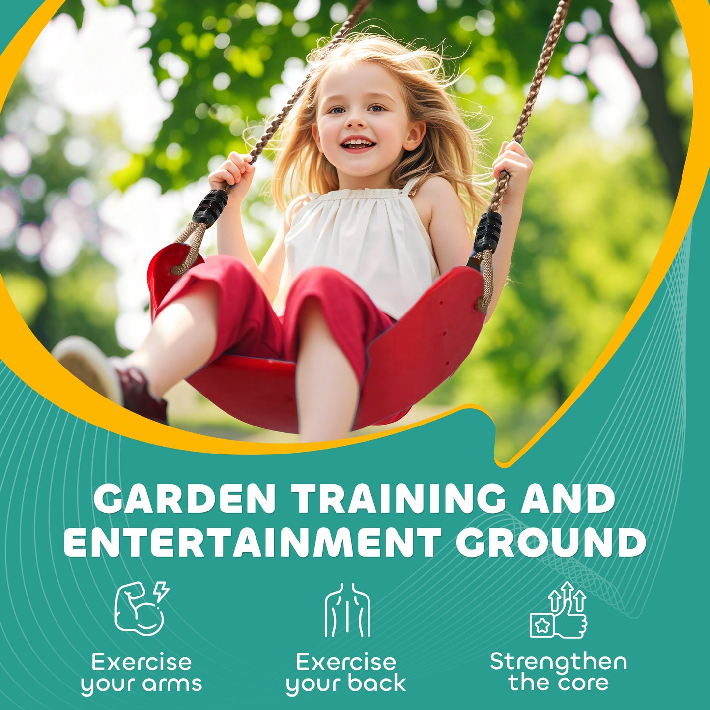 10 Piece Zip Line Kit for Kids, for Outdoor Garden, Multicolour