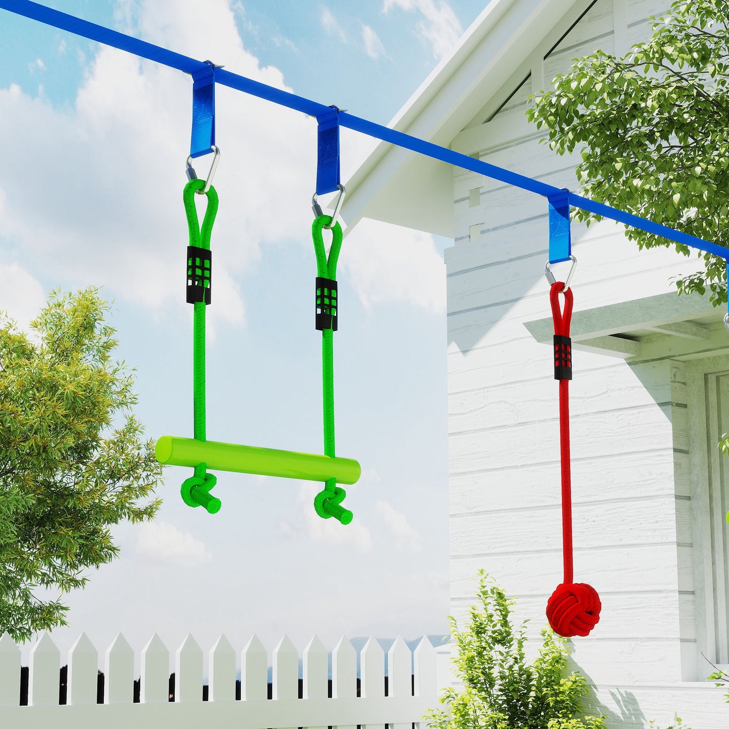 10 Piece Zip Line Kit for Kids, for Outdoor Garden, Multicolour