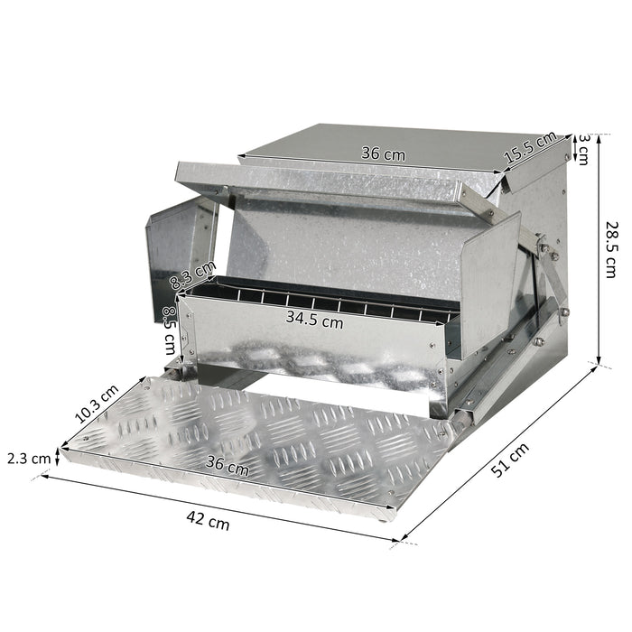 11.5kg Capacity Automatic Chicken Poultry Feeder with a Galvanized Steel and Aluminium Build, Weatherproof Design