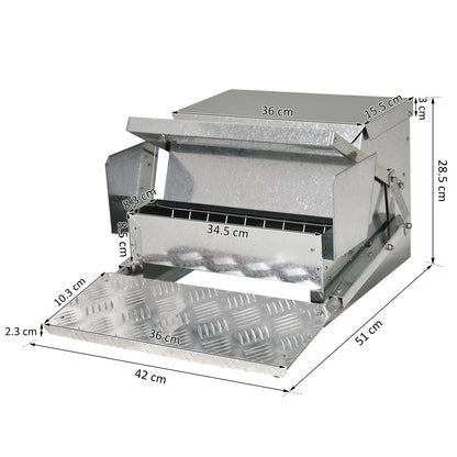 11.5KG Automatic Chicken Poultry Feeder Rat Proof Treadle Self Opening with Galvanized Steel and Aluminium
