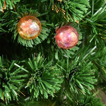 3ft Pre-Lit Fibre Optic Christmas Tree with Baubles, Star & Gold Pot