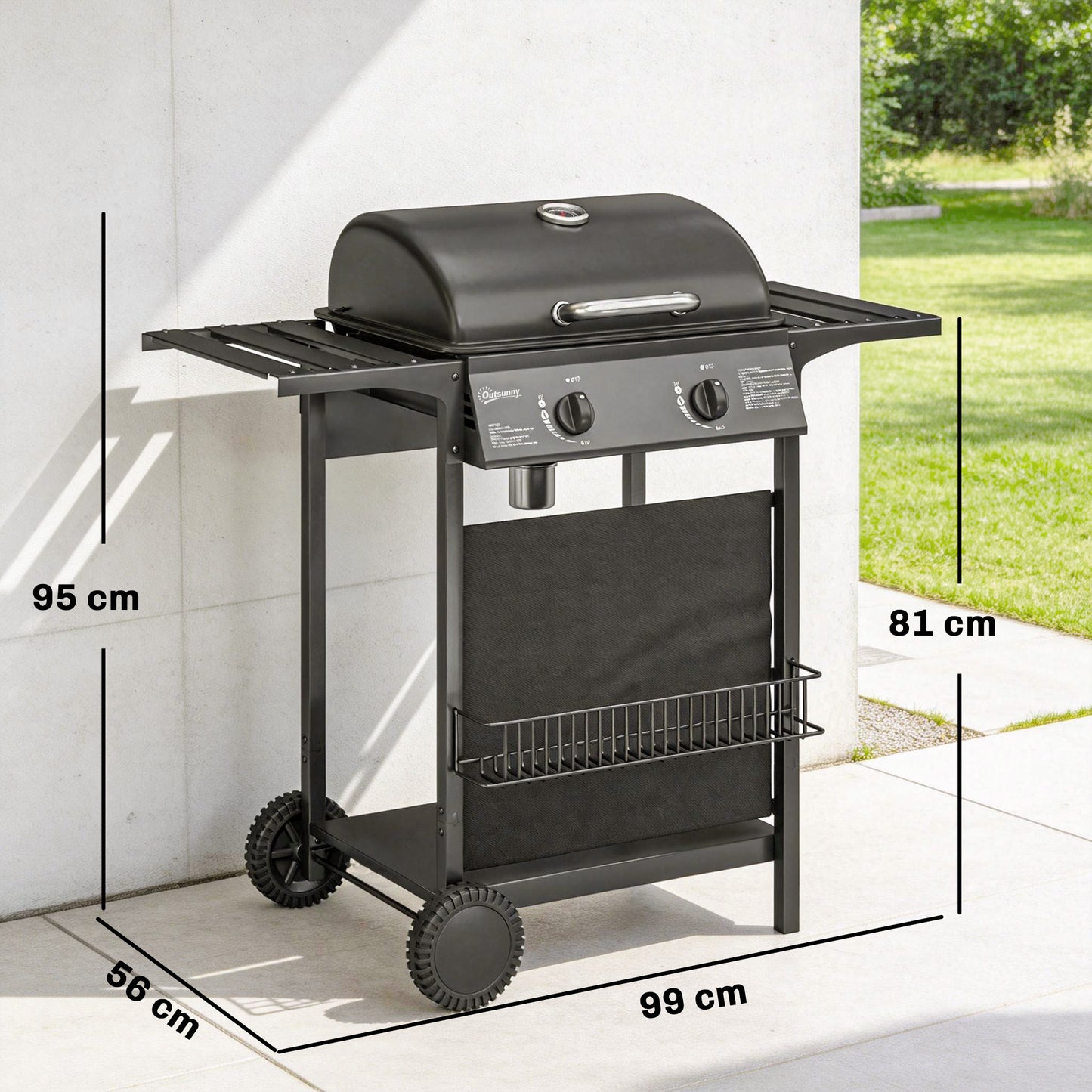 Gas Burner Barbecue Grill, Garden BBQ Grill with Warming Rack