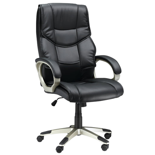 High Back Swivel Chair Computer, Home Office Computer Desk Chair with Faux Leather Adjustable Height Rocking Function Black