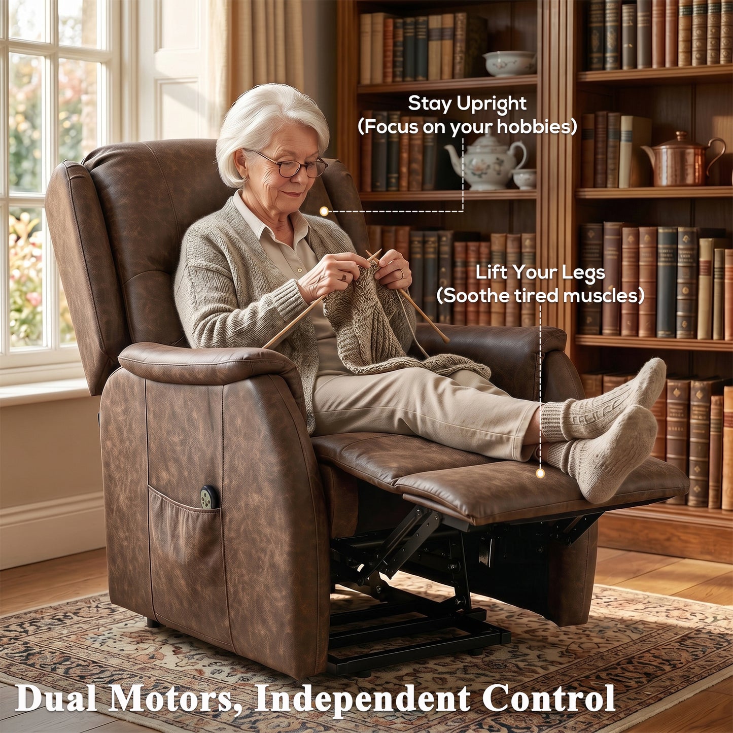 Power Lift Recliner Chair Dual Motor, Brown