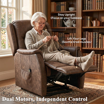Power Lift Recliner Chair Dual Motor, Brown