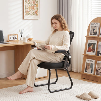 Office Chair with Mesh Backrest and Steel Legs, Black