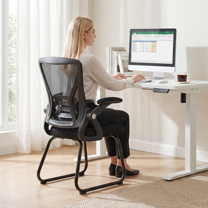 Office Chair with Mesh Backrest and Steel Legs, Black