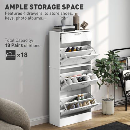 Shoe Cabinet w/ 4 Drawers Shoe Storage Organiser for 18 Pairs Black