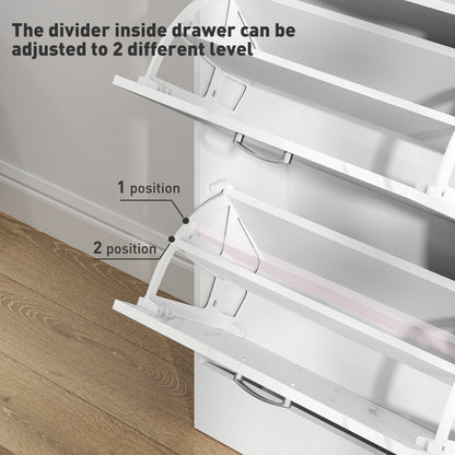 Shoe Cabinet w/ 4 Drawers Shoe Storage Organiser for 18 Pairs Black