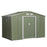 9 x 6 ft Metal Garden Storage Shed Corrugated Steel Roofed Tool Box with Foundation Ventilation and Doors, Green