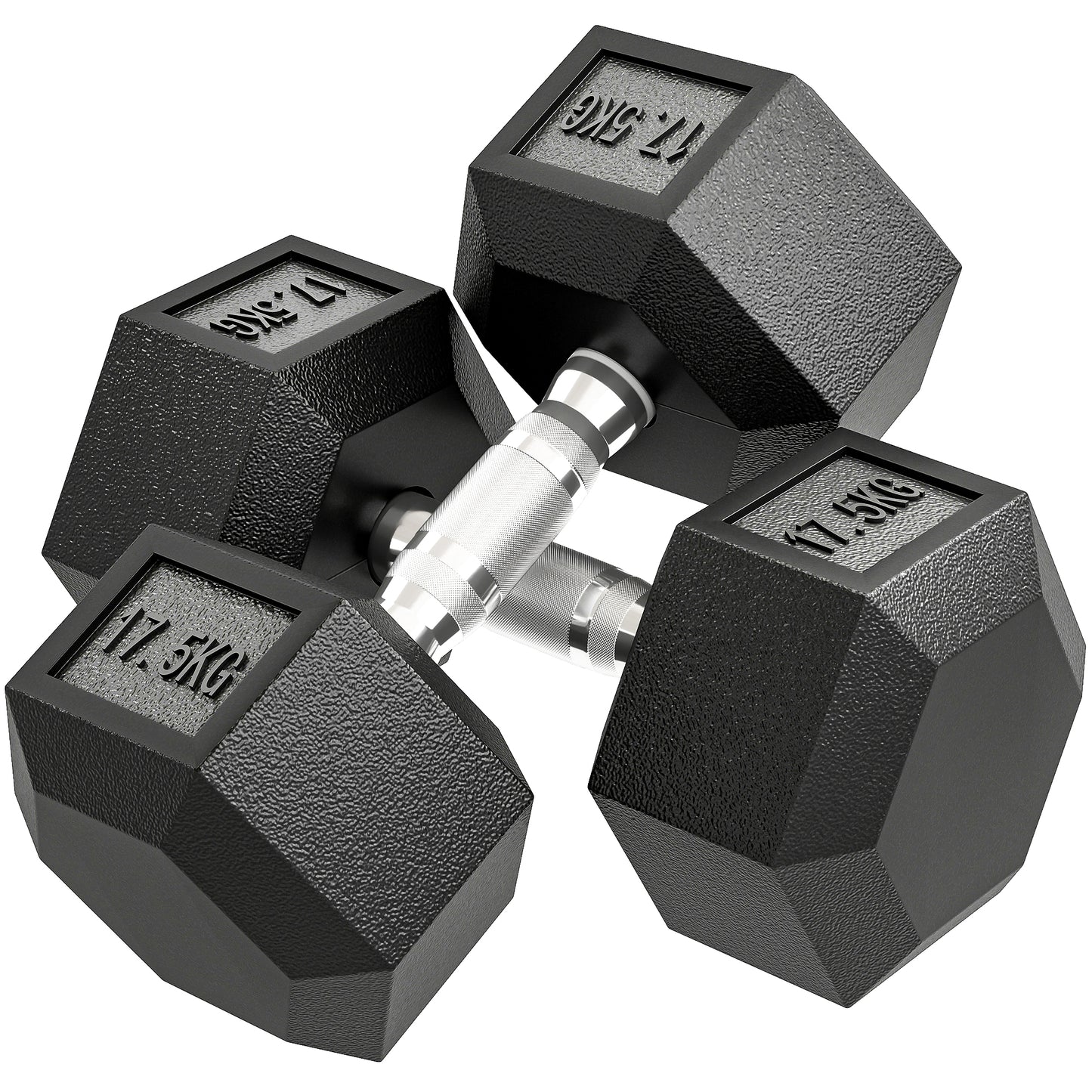 35KG Rubber Hex Dumbbell Portable Hand Weights Home Gym