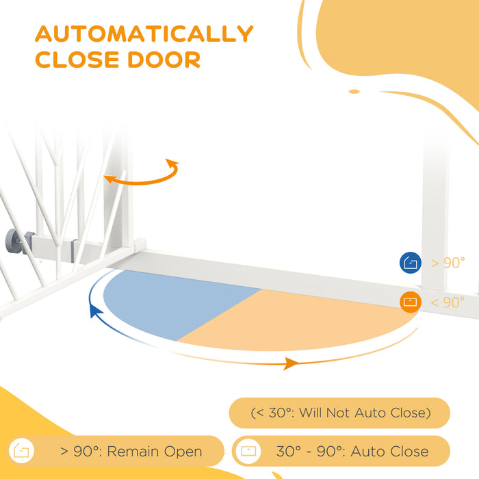 Pressure Fit Stair Gate Dog Gate w/ Auto Closing Door, Double Locking, Easy Installation, for 74-100cm Openings - White