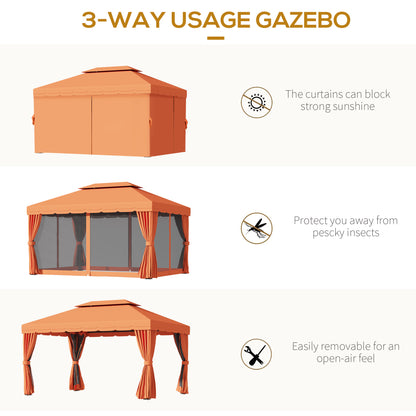 3m x 3.6m Aluminium Gazebo Canopy Patio Marquee Party Tent Orange