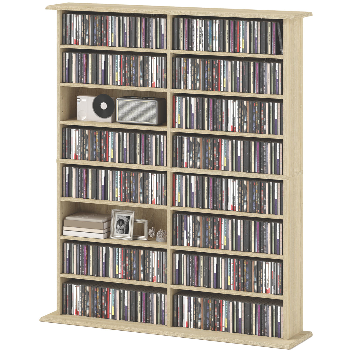 CD Storage Unit DVD Tower Blu-ray Storage Shelf for Office, Natural