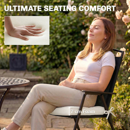Outdoor Chair Seat Cushions Set of 2, Garden Chair Cushions, Cream