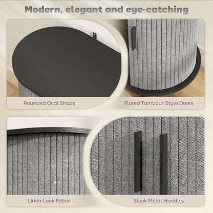 Modern Sideboard with 2 Sliding Doors Tambour Kitchen Cupboard Grey