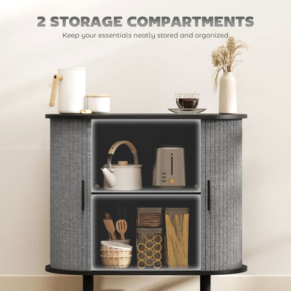 Modern Sideboard with 2 Sliding Doors Tambour Kitchen Cupboard Grey