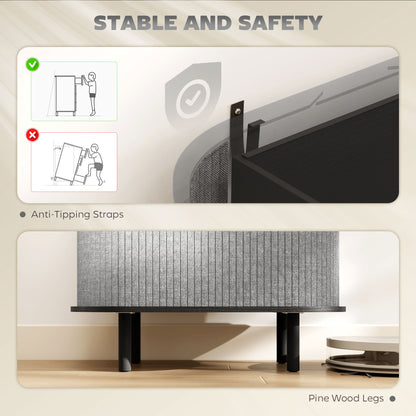 Modern Sideboard with 2 Sliding Doors Tambour Kitchen Cupboard Grey