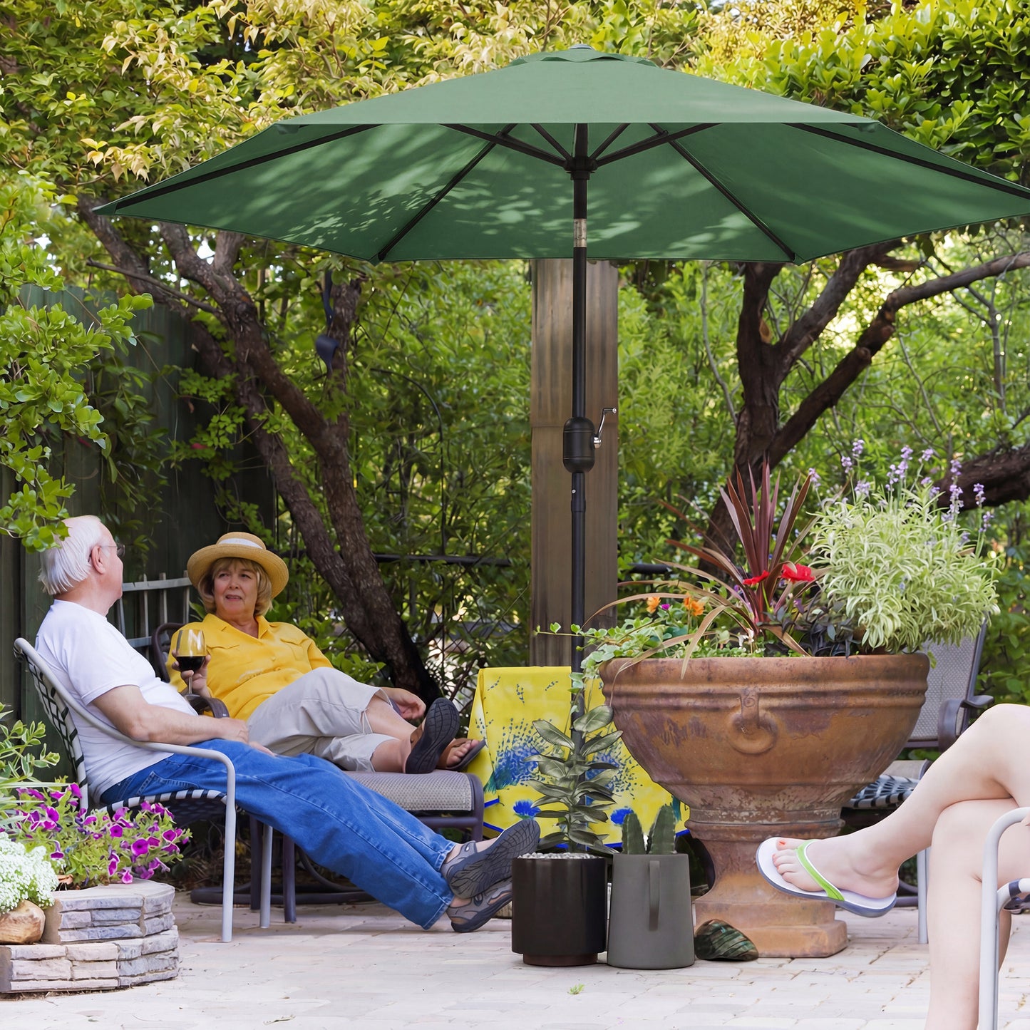 2.6M Garden Parasol Umbrella with Aluminium Pole, Tilt, Crank