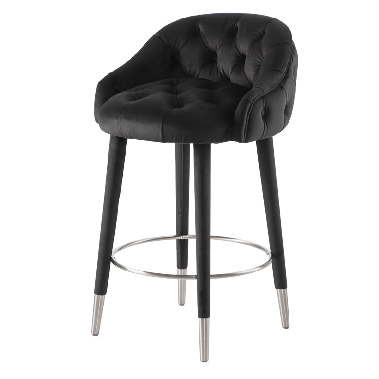 Sophia Counter Stool - Black - Silver Caps