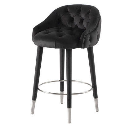 Sophia Counter Stool - Black - Silver Caps