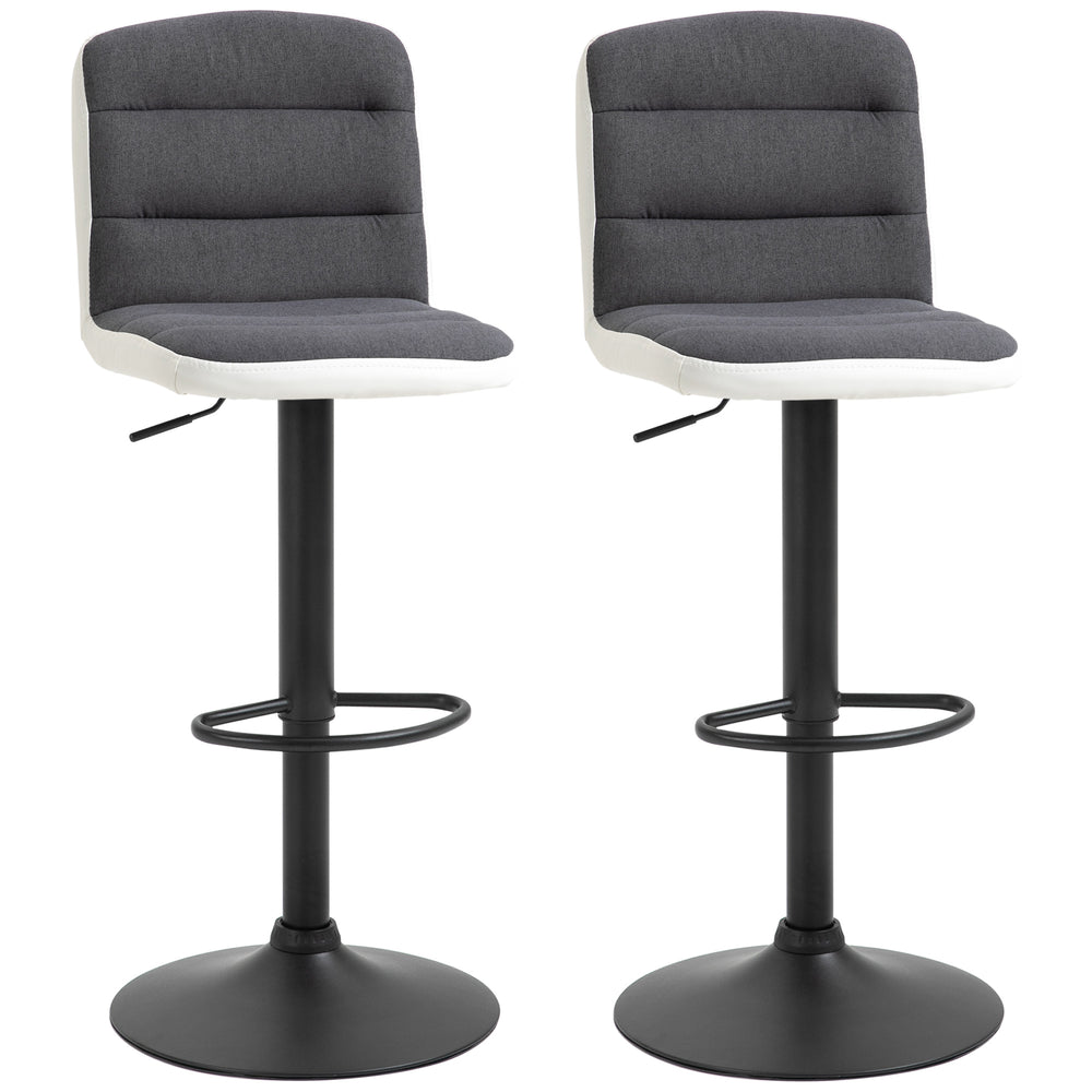 Bar stool Set of 2 Armless Adjustable Height Upholstered Bar Chair with Swivel Seat, Grey