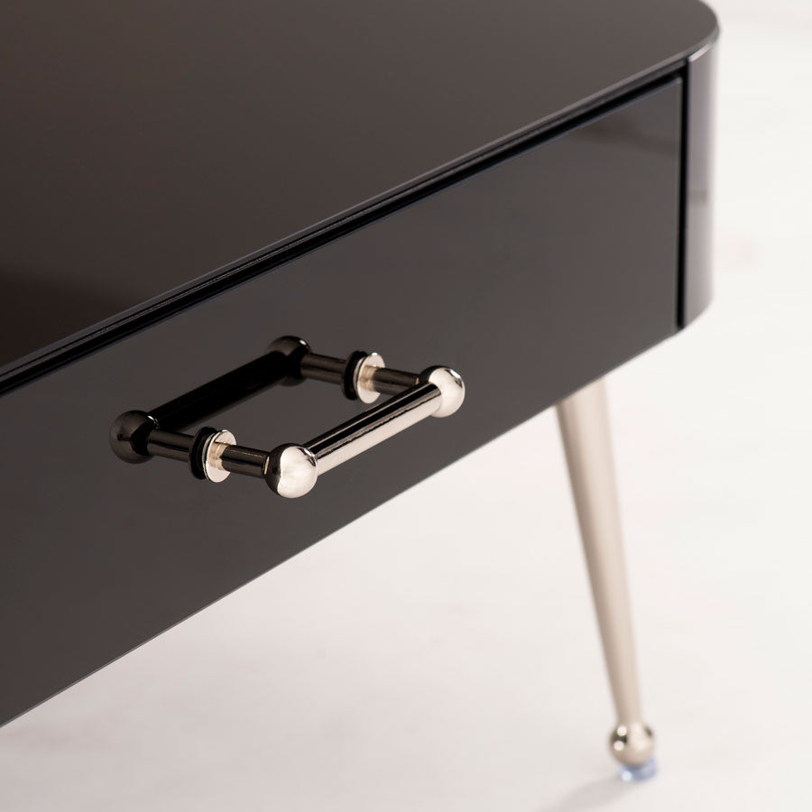 Mason Black Glass Coffee Table – Shiny Silver Legs